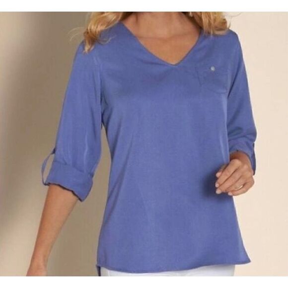 Soft Surroundings periwinkle Tencel lyocell tunic blouse - Picture 1 of 8
